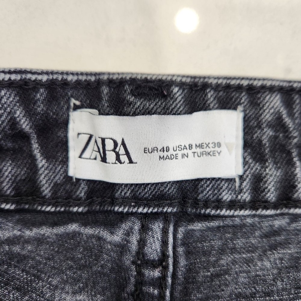 ZARA Jeans Womens Size 8 Black Skinny Leg Denim Stretch High Rise Zip Closure - Picture 6 of 12
